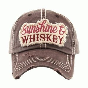 "SUNSHINE & WHISKEY" Washed Vintage Ball Cap
